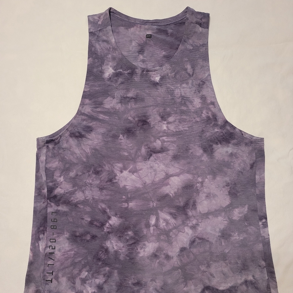 Lululemon Mens Athletic Tank Top - Size Medium - Purple Tie Dye - Slit Cut